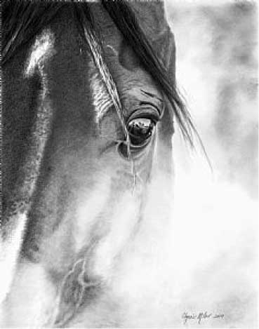 Artist's sketch of horses